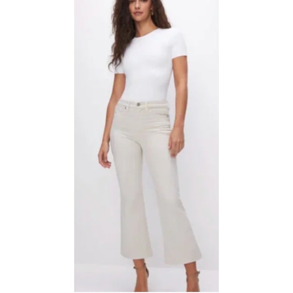 GOOD AMERICAN Good Legs Cropped Mini Boot Jeans Women's Size 0/25 Bone $149 NWOT